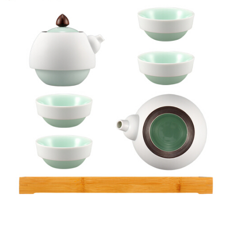 茶具套裝內(nèi)青外白一壺四杯一公道一茶盤(pán) 茶盤(pán)包裝 商務(wù)禮品