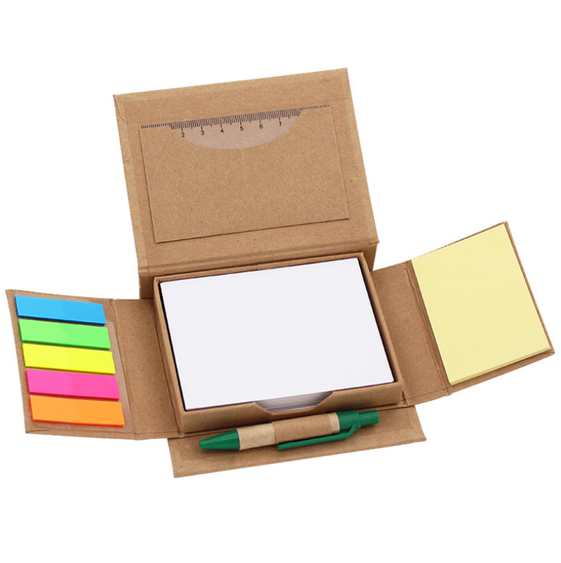 便簽盒翻蓋牛皮紙便利貼定制彩色PET書簽帶尺筆 活動(dòng)小禮品