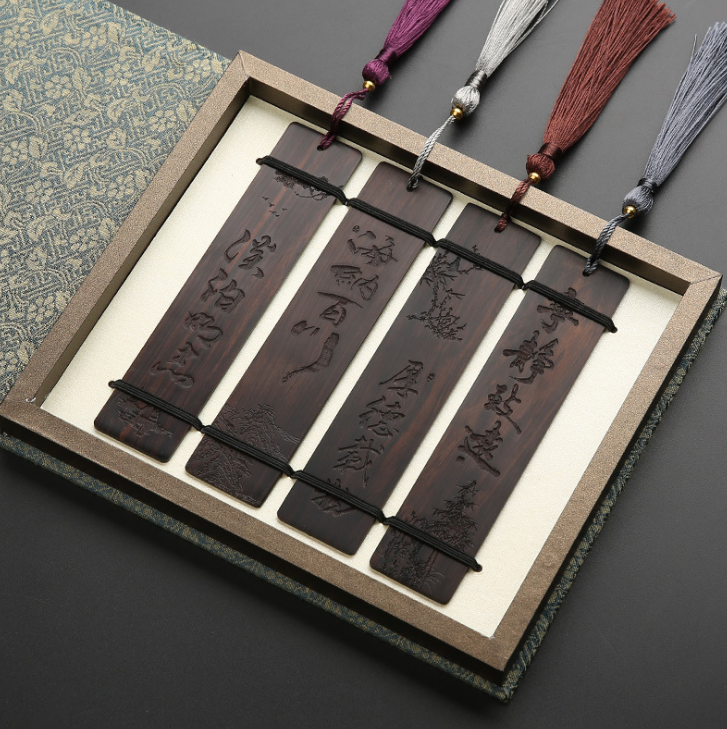 黑檀木厚德載物書簽創(chuàng)意套裝 紅木質(zhì)復(fù)古中國(guó)風(fēng)禮品 定制刻字