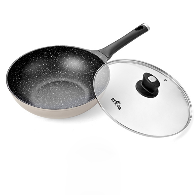 德國(guó)司頓新鋁合金30CM麥飯石色鋁鑄不粘鍋爐灶通用 福利禮品